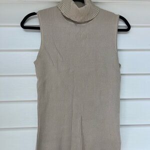 Sleeveless Ribbed Turtleneck Sweater